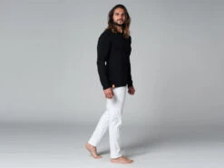 T-Shirt Tapan Manches Longues 100% Coton Bio Noir Homme - Taille S 38/40 | Vêtements de Yoga Écologiques -CHIN MUDRA Soldes t shirt tapan manches longues 100 bio 16353457396179654b8eb5d