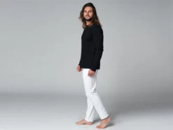 T-Shirt Tapan Manches Longues 100% Coton Bio Noir Homme - Taille S 38/40 | Vêtements de Yoga Écologiques -CHIN MUDRA Soldes t shirt tapan manches longues 100 bio 1635345748617965549499c