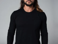 T-Shirt Tapan Manches Longues 100% Coton Bio Noir Homme - Taille S 38/40 | Vêtements de Yoga Écologiques -CHIN MUDRA Soldes t shirt tapan manches longues 100 bio 163534575361796559b3564