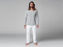 T-Shirt Tapan Manches Longues 100% Coton Bio Gris Homme - Taille S 38/40 - Vêtements de Yoga Écoresponsable -CHIN MUDRA Soldes t shirt tapan manches longues 100 bio 163534605461796686132ec