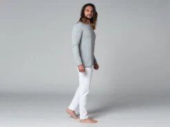 T-Shirt Tapan Manches Longues 100% Coton Bio Gris Homme - Taille S 38/40 - Vêtements de Yoga Écoresponsable -CHIN MUDRA Soldes t shirt tapan manches longues 100 bio 1635346057617966898bfaf