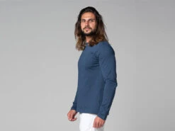 T-Shirt Tapan Manches Longues 100% Coton Bio Bleu - Taille S 38/40 | Vêtements de Yoga Homme -CHIN MUDRA Soldes t shirt tapan manches longues 100 bio 16353463326179679c0b239