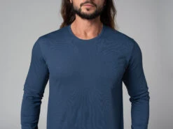 T-Shirt Tapan Manches Longues 100% Coton Bio Bleu - Taille S 38/40 | Vêtements de Yoga Homme -CHIN MUDRA Soldes t shirt tapan manches longues 100 bio 1635346337617967a1cc01a