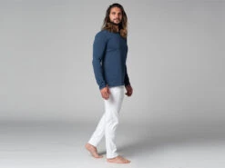 T-Shirt Tapan Manches Longues 100% Coton Bio Bleu - Taille S 38/40 | Vêtements de Yoga Homme -CHIN MUDRA Soldes t shirt tapan manches longues 100 bio 1635346345617967a9f213e