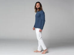 T-Shirt Tapan Manches Longues 100% Coton Bio Bleu - Taille S 38/40 | Vêtements de Yoga Homme -CHIN MUDRA Soldes t shirt tapan manches longues 100 bio 1635346355617967b3398c1