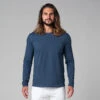 T-Shirt Tapan Manches Longues 100% Coton Bio Bleu - Taille S 38/40 | Vêtements de Yoga Homme -CHIN MUDRA Soldes t shirt tapan manches longues 100 bio 163534646861796824a3755