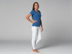 T-Shirt TARA M/C Col Large 100% Coton Bio Bleu XS - 36 | Vêtements de Yoga Femme -CHIN MUDRA Soldes t shirt tara m c col large 100 bio 16352540146177fefe25daf