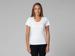 T-Shirt TARA M/C Col Large 100% Coton Bio - Blanc - XS (36) - Vêtements de Yoga Femme