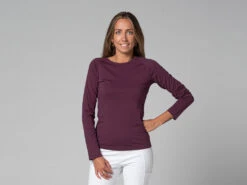 T-Shirt Tara M/L Ras Du Cou Bio Prune - Coton Bio pour Yoga Femme - Taille XS (36)