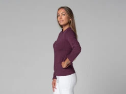 T-Shirt Tara M/L Ras Du Cou Bio Prune - Coton Bio pour Yoga Femme - Taille XS (36) -CHIN MUDRA Soldes t shirt tara m l ras du cou bio 16352599946178165a13029