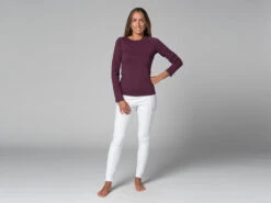 T-Shirt Tara M/L Ras Du Cou Bio Prune - Coton Bio pour Yoga Femme - Taille XS (36) -CHIN MUDRA Soldes t shirt tara m l ras du cou bio 1635260001617816612c832