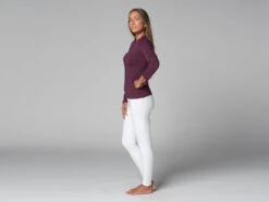 T-Shirt Tara M/L Ras Du Cou Bio Prune - Coton Bio pour Yoga Femme - Taille XS (36) -CHIN MUDRA Soldes t shirt tara m l ras du cou bio 163526001661781670605df