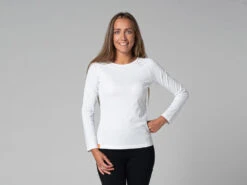 T-Shirt Tara M/L Ras Du Cou Bio Blanc - Yoga Femme en Coton Bio - Taille XS 36