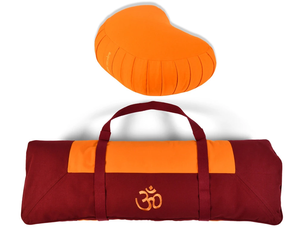 Kit Tapis De Méditation Tibétain Bordeaux/Orange Safran Centaure - Kits Yoga Essentiels 1 Kit Tapis De Méditation Tibétain Bordeaux/Orange Safran Centaure - Kits Yoga Essentiels