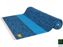 Tapis De Yoga Taj 100% Coton Bio - 2m x 66cm x 5mm Bleu/Noir | Confortable & Écologique