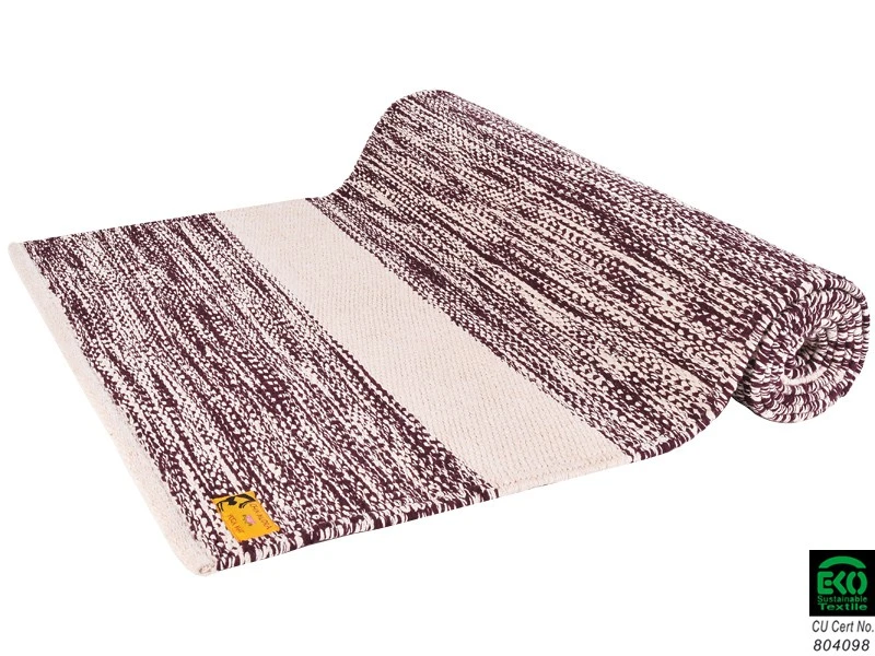Tapis De Yoga Taj 100% Coton Bio - 2m x 66cm x 5mm Prune/Écru - Écologique & Confortable 1 Tapis De Yoga Taj 100% Coton Bio - 2m x 66cm x 5mm Prune/Écru - Écologique & Confortable
