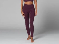 Legging de Yoga avec Poche - Bio Prune XS 36 - Coton Bio pour Femme